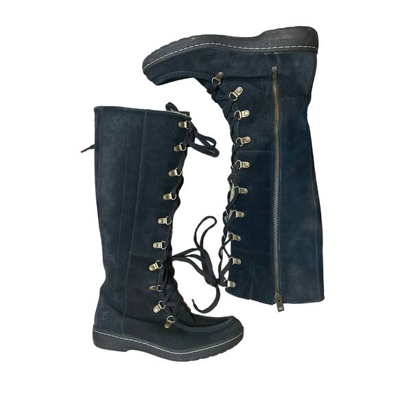 Timberland Tall black suede Winnicut zip up Boots 6.5 - Picture 1 of 12